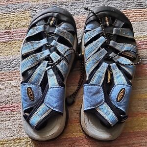 Keen Blue and Black Strappy Sandals